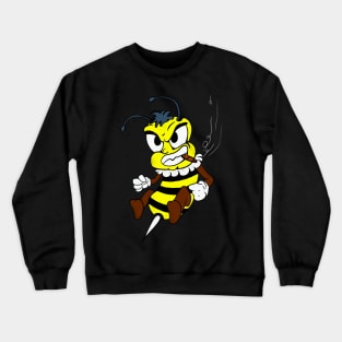 Brawling Bee Cartoon Funny Insect Fighter Fighting Crewneck Sweatshirt